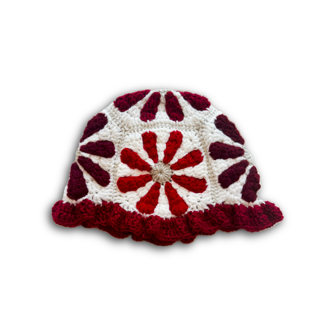 Red and White Flower Power Bucket Hat
