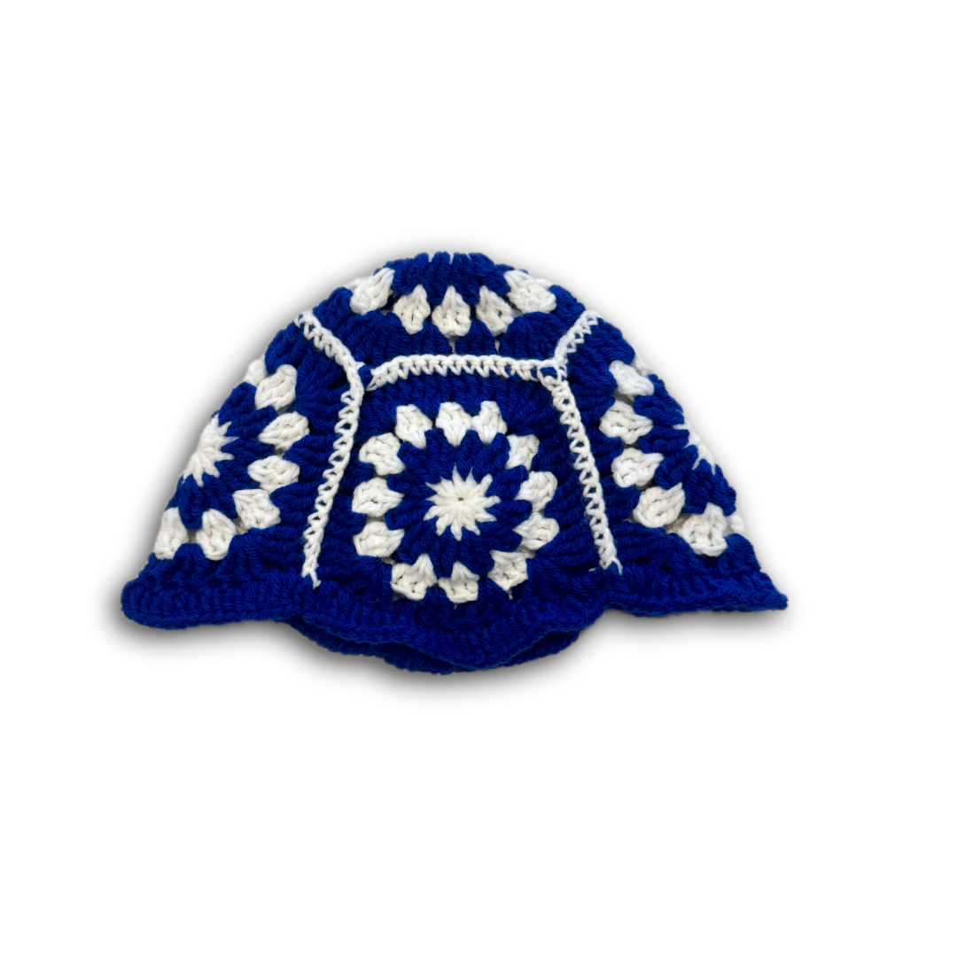 Blue and White Sunburst Bucket Hat