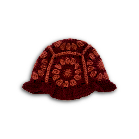 Shades of Red (fuzzy) Sunburst Bucket Hat