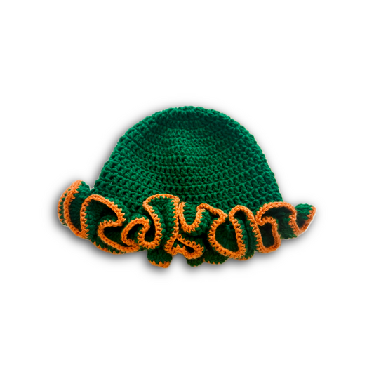 Green and orange Ruffle hat