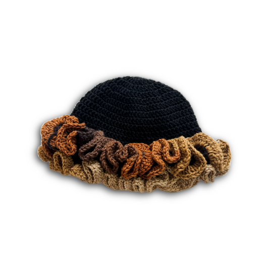 Black and Brown Ruffle Hat
