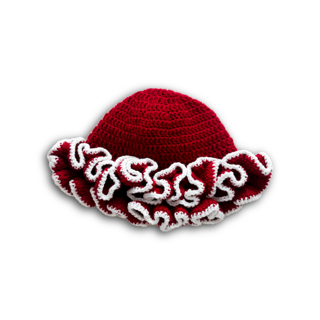 Red and White Ruffle Hat